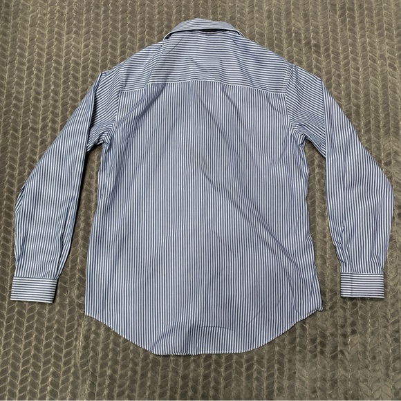 Kenneth Cole Reaction Shirt Mens Large Blue Long Sleeve Button Down Striped Slim - Picture 4 of 10